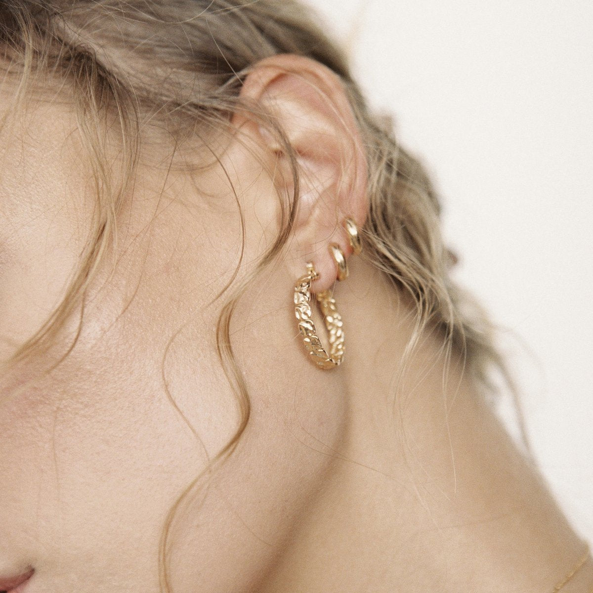 Small Textured Hoops
